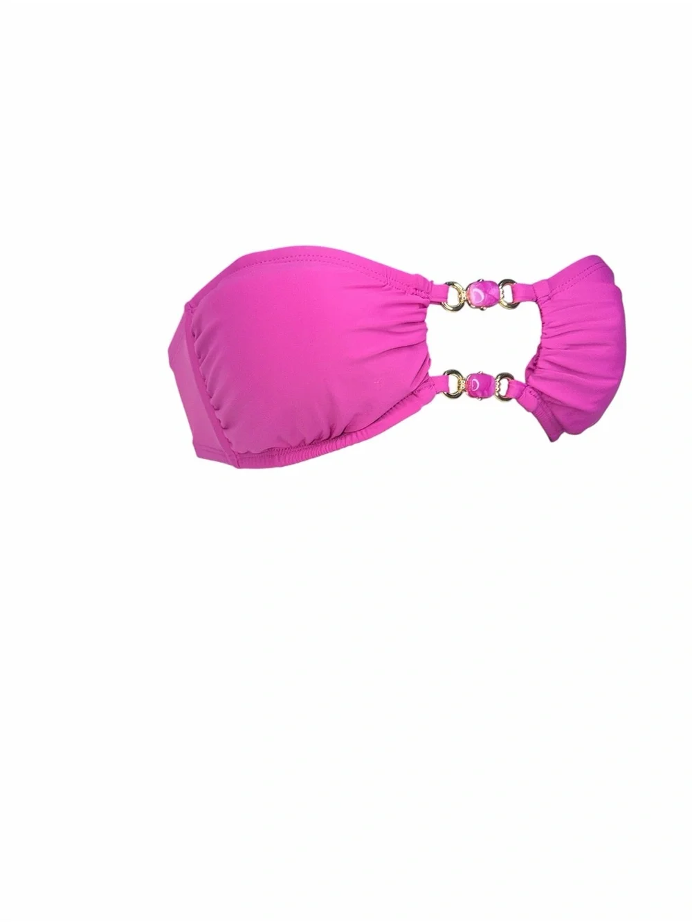 Time and Tru Magenta Gold Ring Bandeau Bikini Top XS 0-2